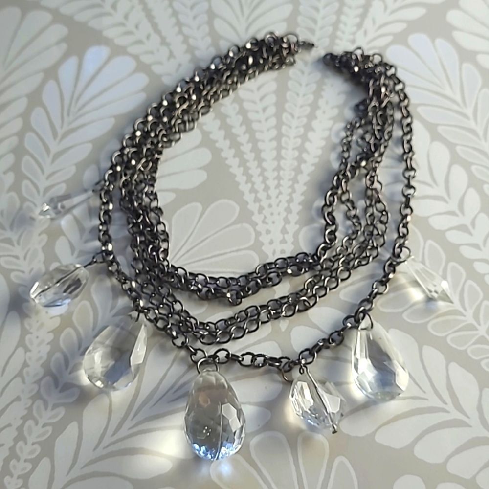 Clear Acrylic Teardrop Statement Necklace
